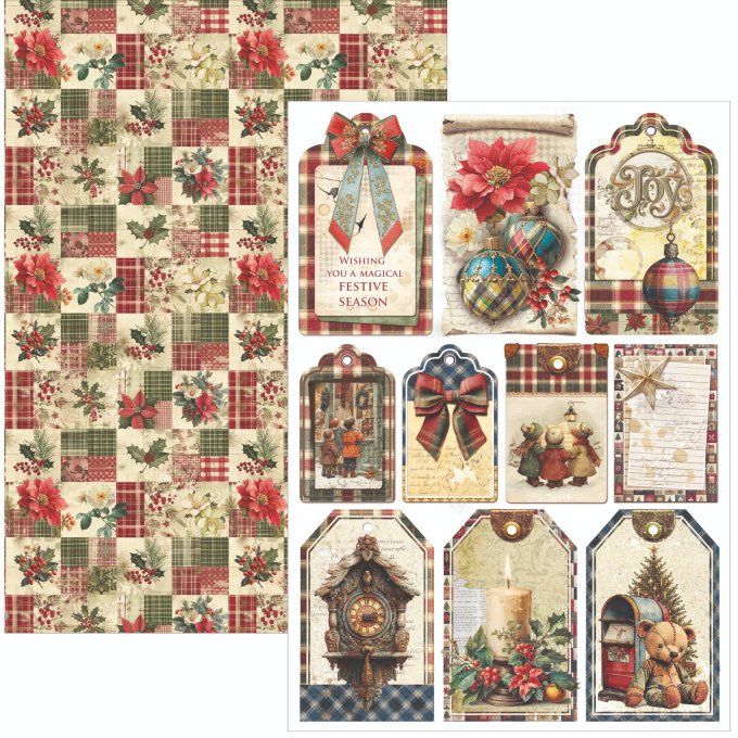 Ciao Bella, collection Merry & Bright - Format A4 - 9 feuilles - 190gsm