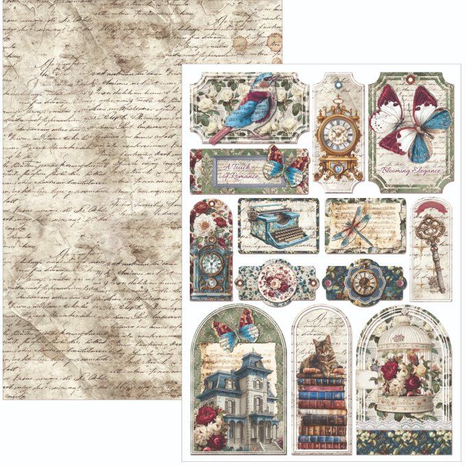 Ciao Bella, collection Bohemian burgundy - Format A4 - 9 feuilles - 190gsm
