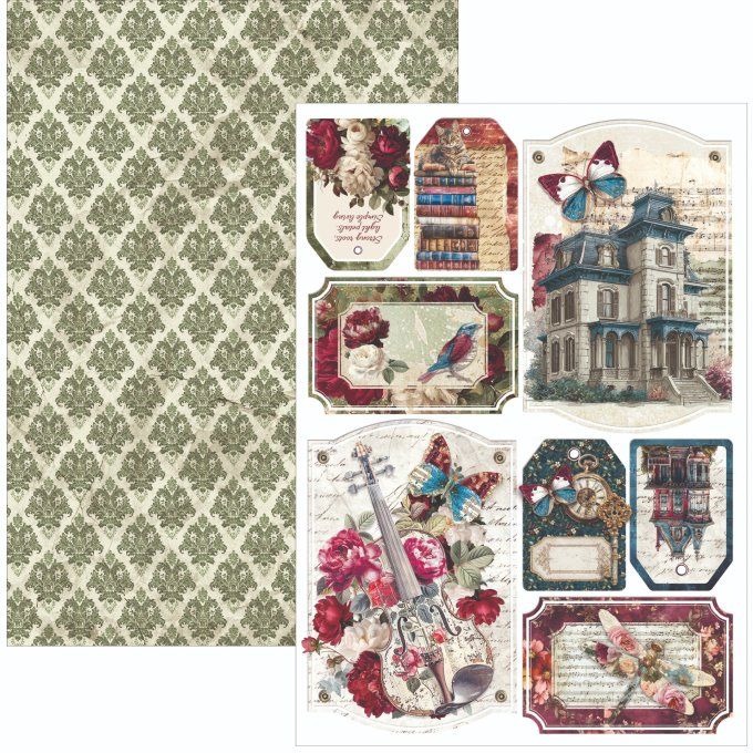 Ciao Bella, collection Bohemian burgundy - Format A4 - 9 feuilles - 190gsm