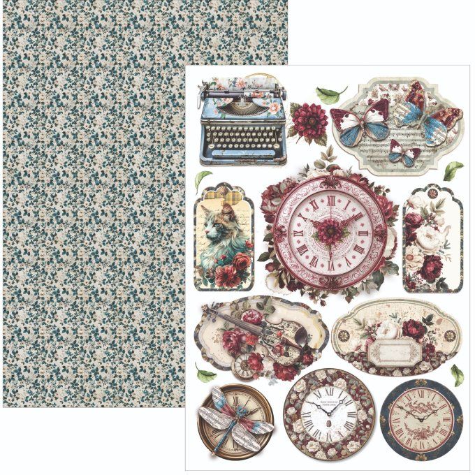 Ciao Bella, collection Bohemian burgundy - Format A4 - 9 feuilles - 190gsm
