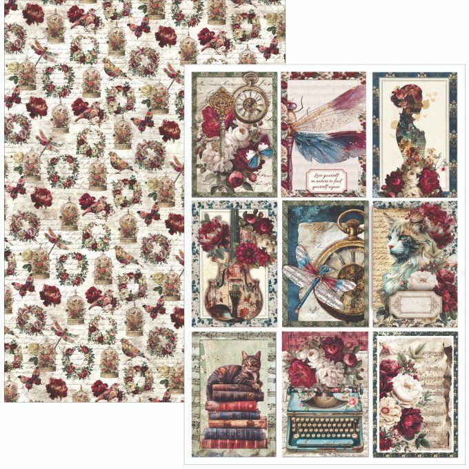 Ciao Bella, collection Bohemian burgundy - Format A4 - 9 feuilles - 190gsm