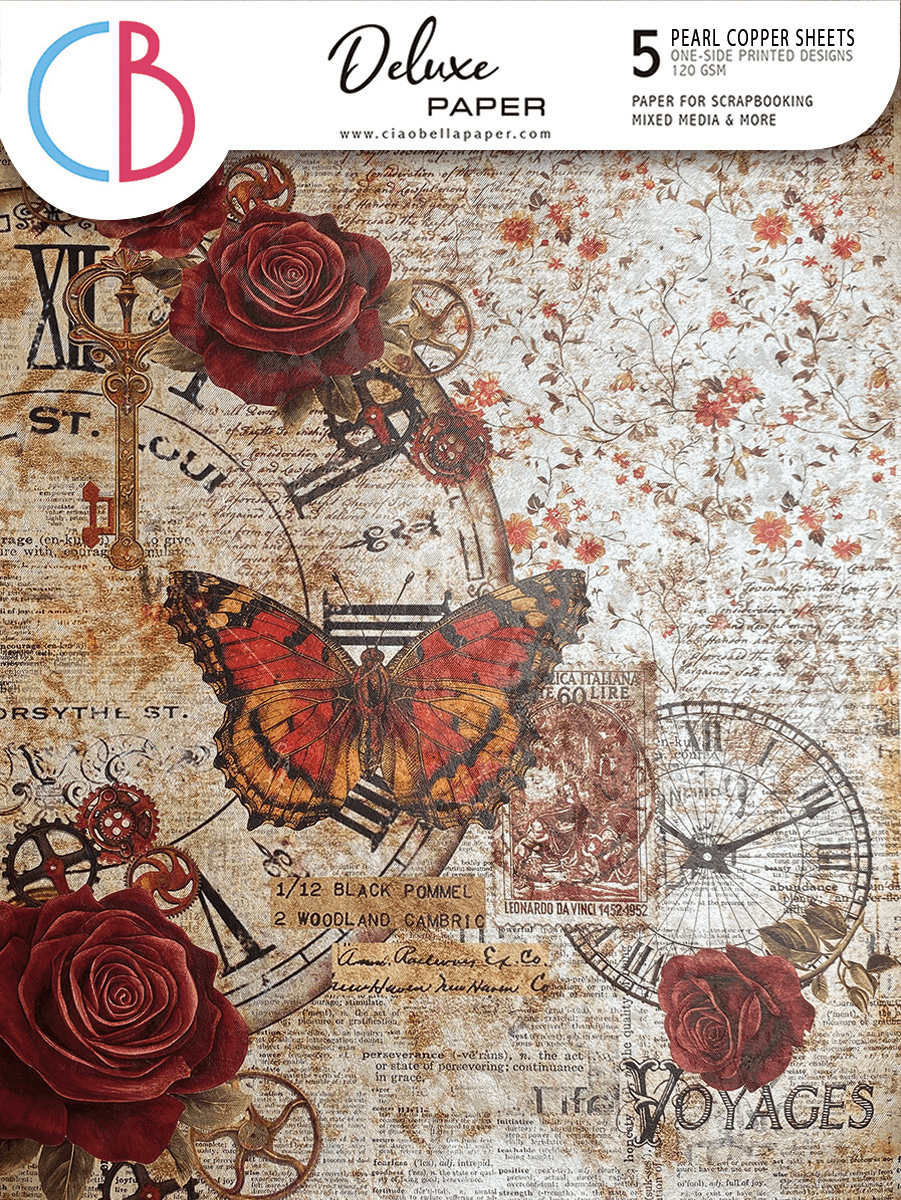 Livre D'éphemera Cabinet Of Curiosities Ciao Bella - Format A4, Papier Créatif, Motifs Vintage Pour Scrapbooking