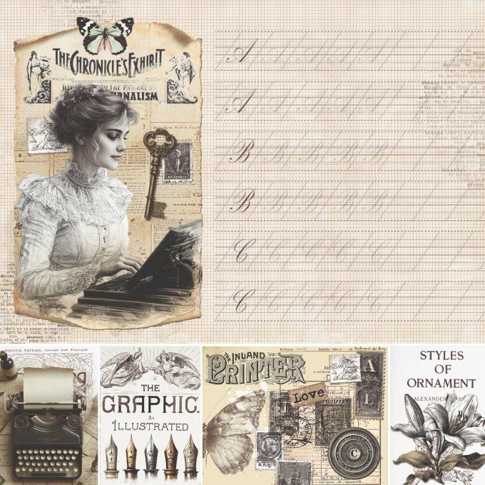 Ciao Bella, collection Typographic - 20x20cm - 12 feuilles - 190gsm