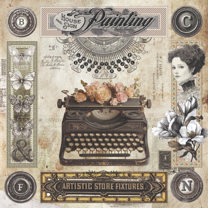 Ciao Bella, collection Typographic - 20x20cm - 12 feuilles - 190gsm