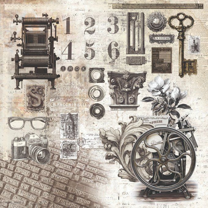 Ciao Bella, collection Typographic - 20x20cm - 12 feuilles - 190gsm