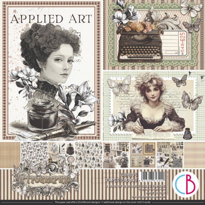 Ciao Bella, collection Typographic - 20x20cm - 12 feuilles - 190gsm