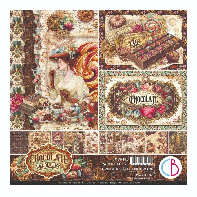 Ciao Bella, collection The chocolate factory - 20x20cm - 12 feuilles - 190gsm