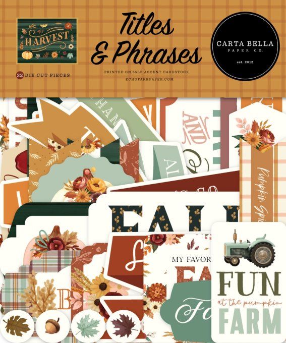 32 Die-Cuts, CartaBella, Harvest - Titles & Phrases