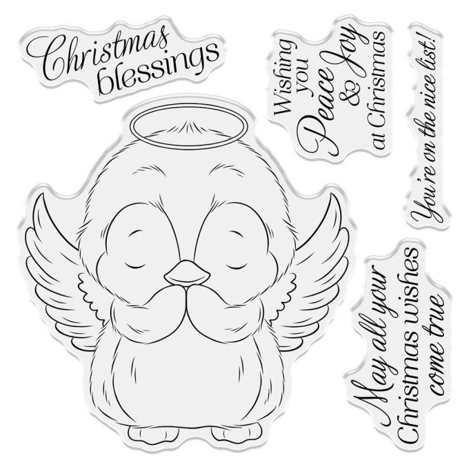 5 Tampons - Christmas blessings - Le plus grand tampon mesure : 7.3x7.8cm