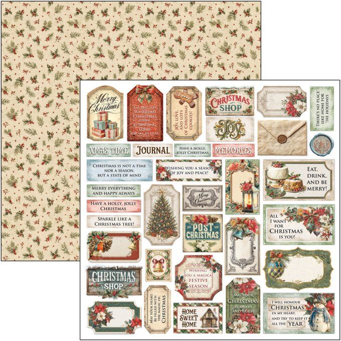 Ciao Bella, collection Merry & Bright - 30x30cm - 12 feuilles - 190gsm