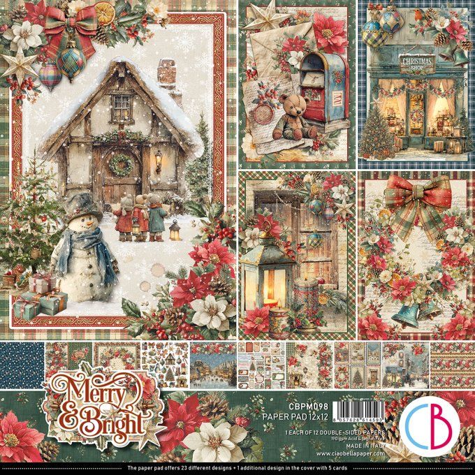 Ciao Bella, collection Merry & Bright - 30x30cm - 12 feuilles - 190gsm