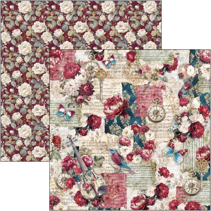 Ciao Bella, collection Bohemian burgundy - 30x30cm - 12 feuilles - 190gsm 