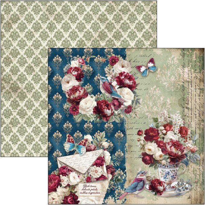 Ciao Bella, collection Bohemian burgundy - 30x30cm - 12 feuilles - 190gsm 
