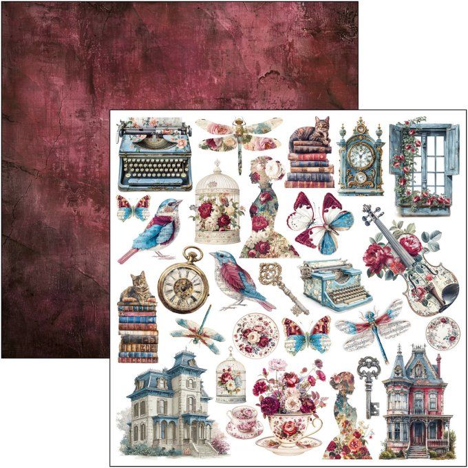 Ciao Bella, collection Bohemian burgundy - 30x30cm - 12 feuilles - 190gsm 