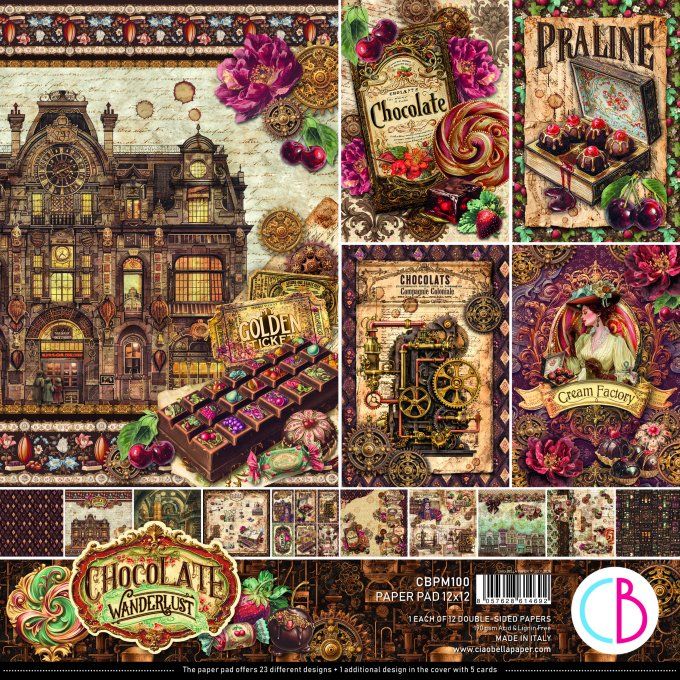 Ciao Bella, collection The chocolate factory - 30x30cm - 12 feuilles - 190gsm
