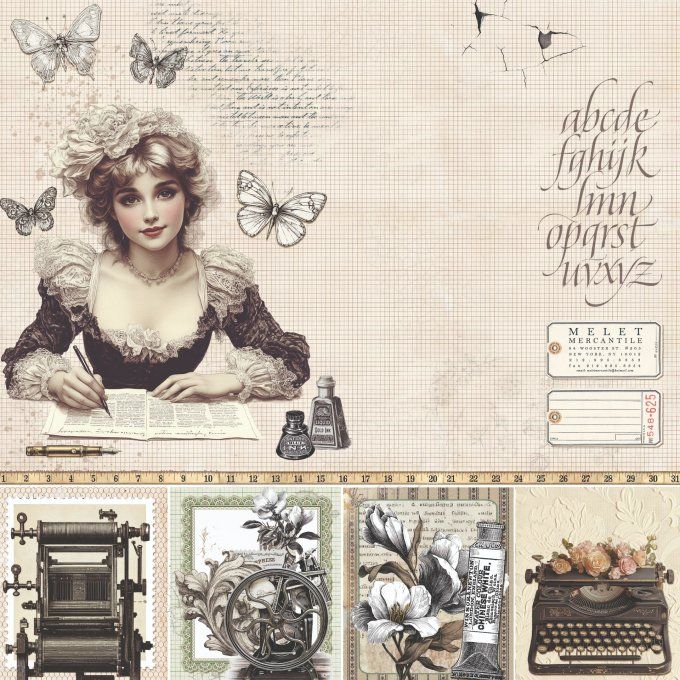 Ciao Bella, collection Typographic - 30x30cm - 12 feuilles - 190gsm  