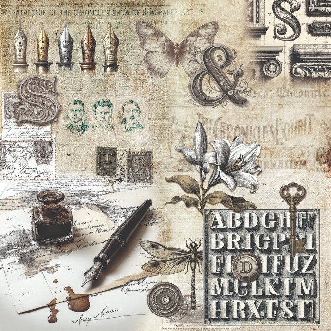 Ciao Bella, collection Typographic - 30x30cm - 12 feuilles - 190gsm  