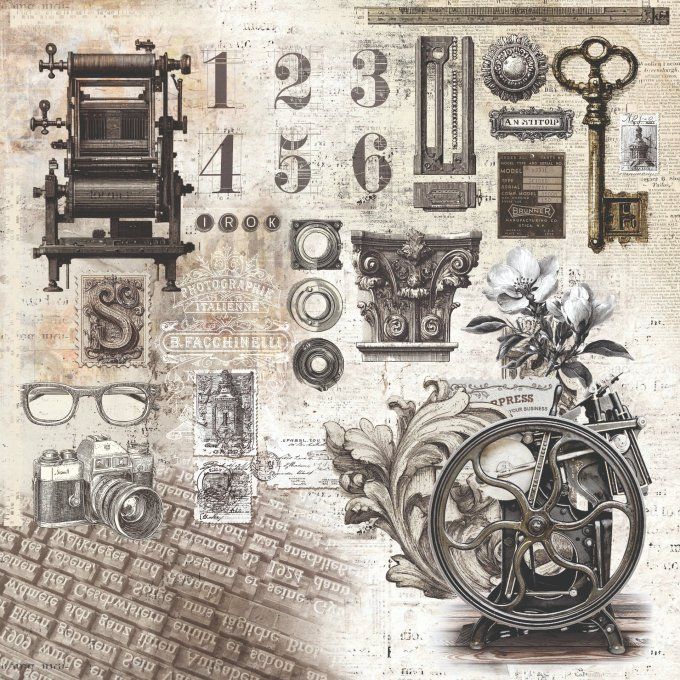 Ciao Bella, collection Typographic - 30x30cm - 12 feuilles - 190gsm  