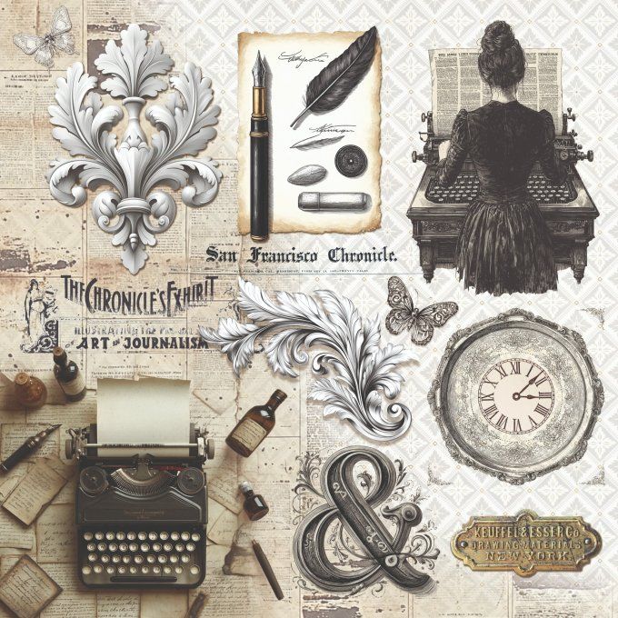 Ciao Bella, collection Typographic - 30x30cm - 12 feuilles - 190gsm  