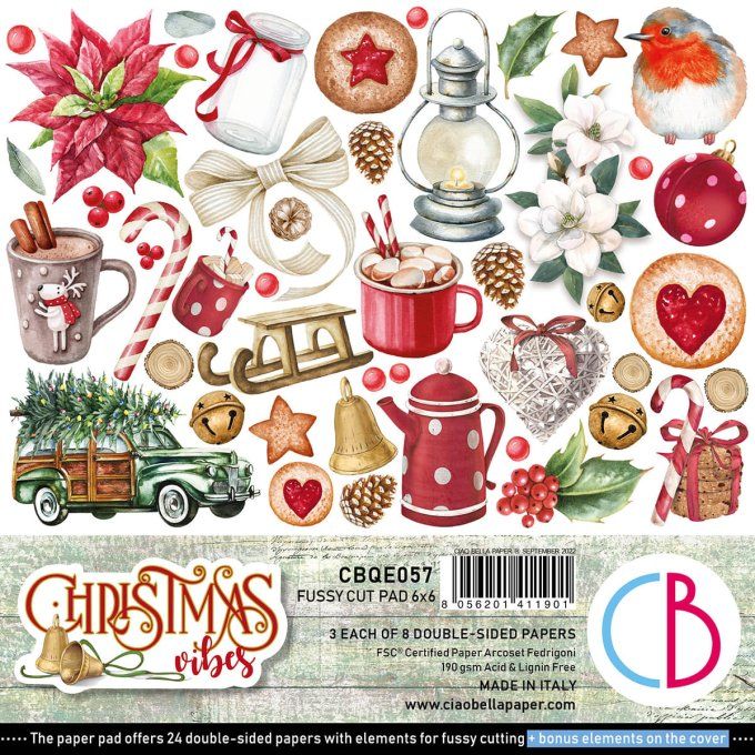 Bloc Ciao Bella, collection Christmas vibes,  15x15cm - 24 feuilles - 190gsm