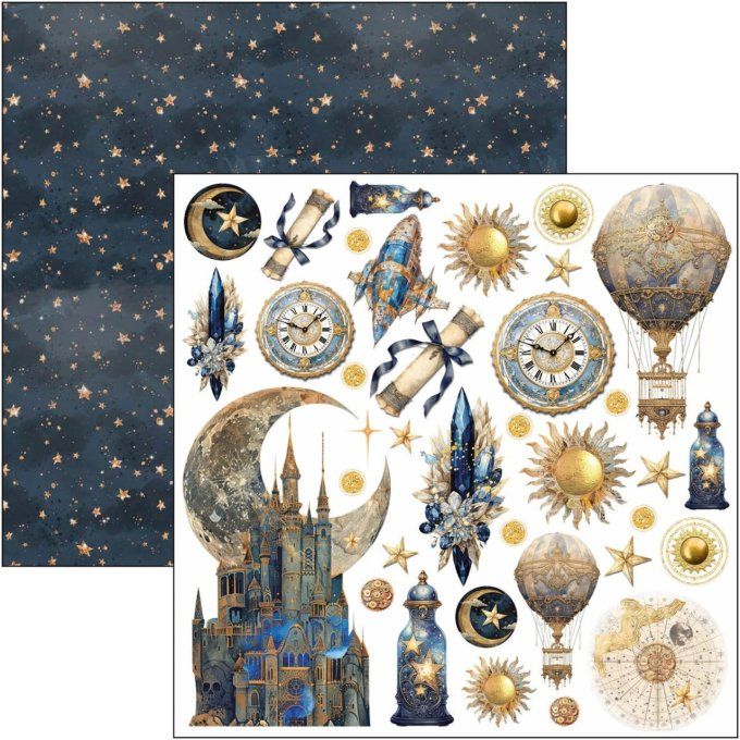 Ciao Bella, Celestial, Format 15x15cm, 24 feuilles, 190gsm (éléments à découper)
