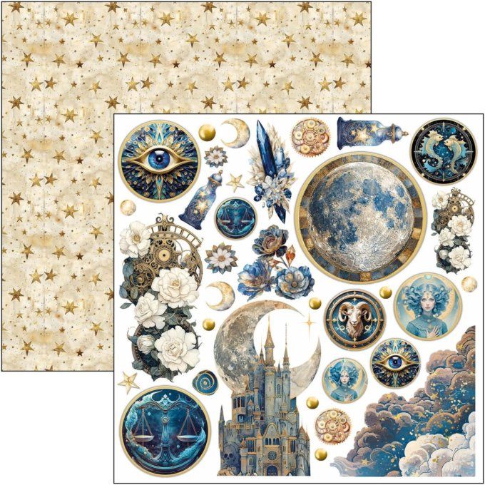 Ciao Bella, Celestial, Format 15x15cm, 24 feuilles, 190gsm (éléments à découper)