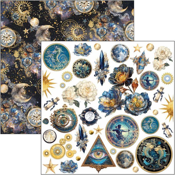 Ciao Bella, Celestial, Format 15x15cm, 24 feuilles, 190gsm (éléments à découper)