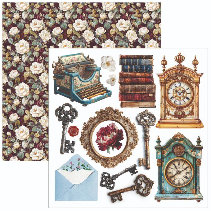 Ciao Bella, collection Bohemian burgundy - 15x15cm - 24 feuilles - éléments à découper