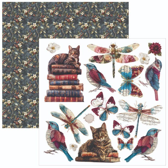 Ciao Bella, collection Bohemian burgundy - 15x15cm - 24 feuilles - éléments à découper