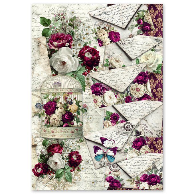 Ciao Bella, 4 Feuille de riz, Format A4 - Bohemian burgundy