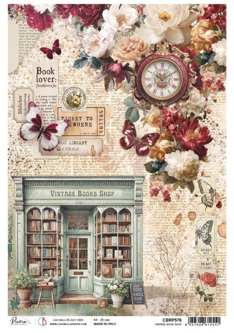 Feuille de riz, Book lovers, Ciao Bella - format A4 - à l'unité