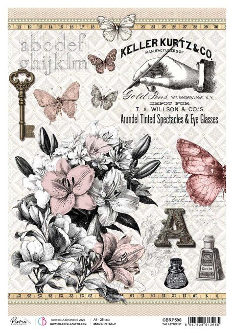 Feuille de riz, The letterist, Ciao Bella - format A4 - à l'unité 