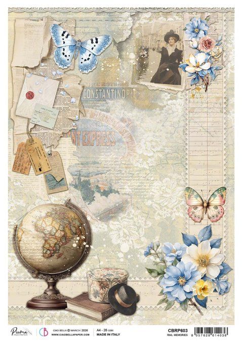 Feuille de riz, Rail memories, Ciao Bella - format A4 - à l'unité