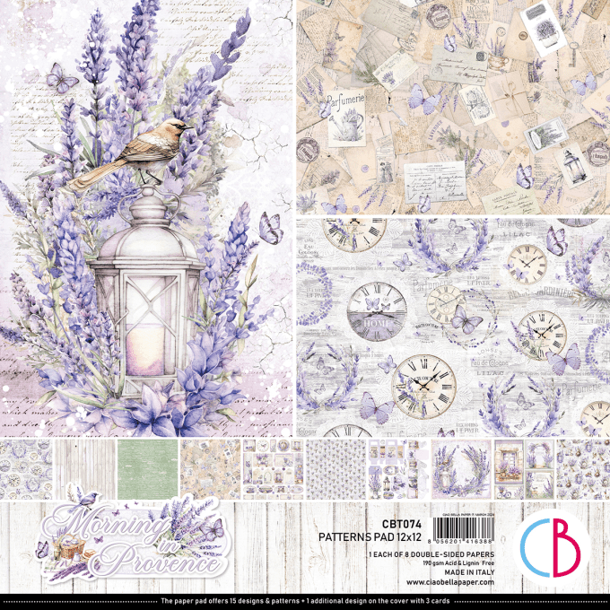 Ciao Bella, collection Morning in Provence, Patterns - 30x30cm - 8 feuilles - 190gsm