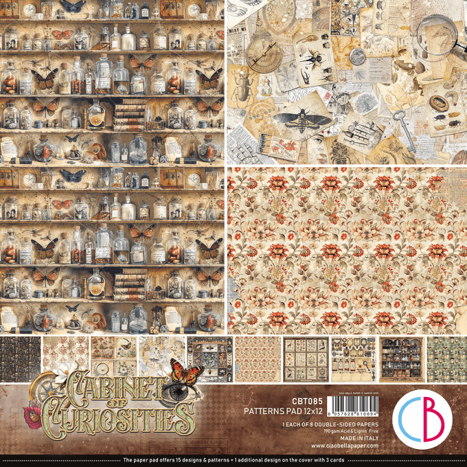 Ciao Bella, collection Cabinet of curiosities, Patterns - 30x30cm - 8 feuilles - 190gsm
