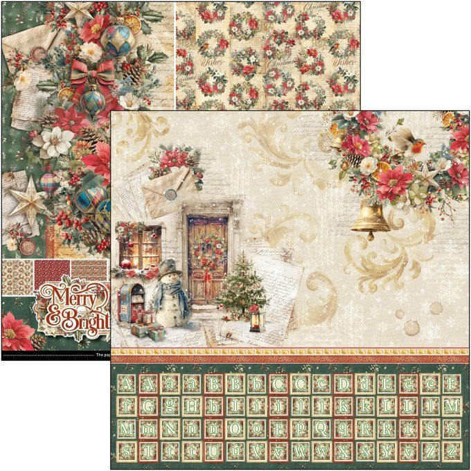Ciao Bella, collection Merry & Bright - Patterns - 30x30cm - 8 feuilles - 190gsm