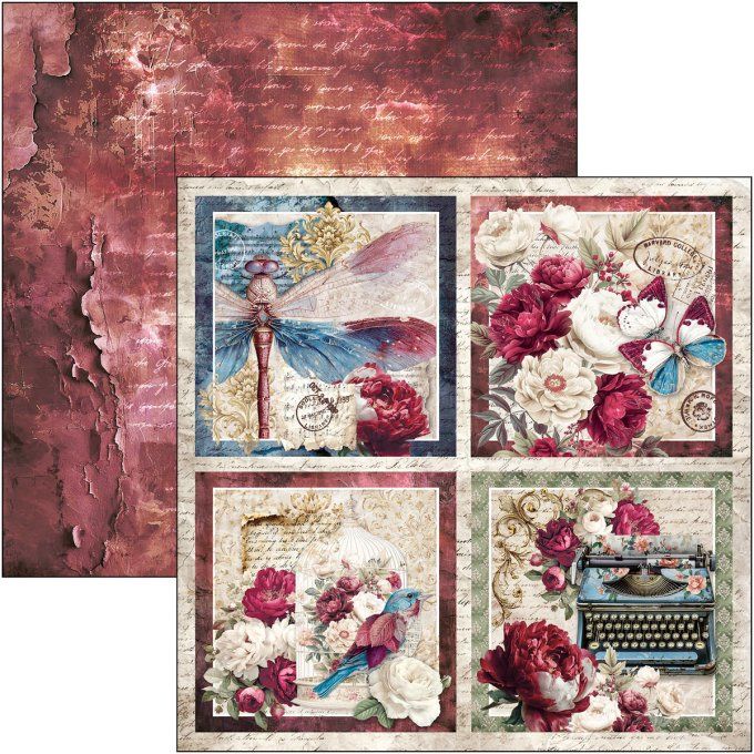 Ciao Bella, collection Bohemian burgundy - Patterns - 30x30cm - 8 feuilles - 190gsm