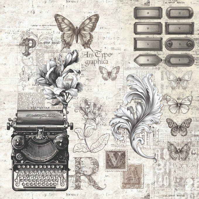 Ciao Bella, collection Typographic - Patterns - 30x30cm - 8 feuilles - 190gsm 