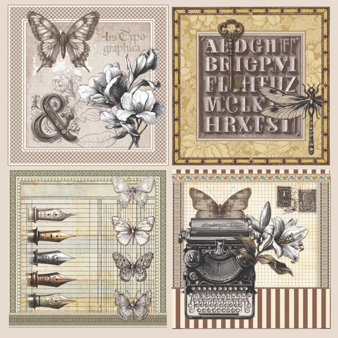 Ciao Bella, collection Typographic - Patterns - 30x30cm - 8 feuilles - 190gsm 