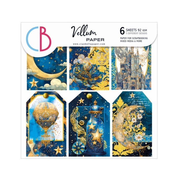 Ciao Bella, Papier vellum - collection Celestial - 15x15cm - 6 feuilles, 92g