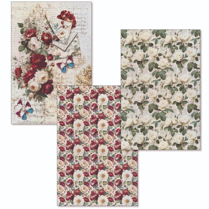 Deluxe paper silver & vellum, Ciao Bella, Bohemian burgundy,  Format A4 environ - 6 feuilles