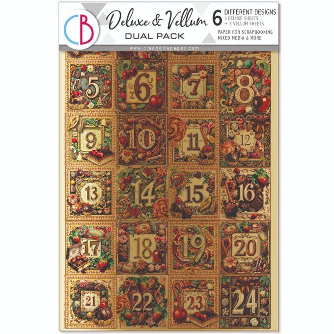 Deluxe paper silver & vellum, Ciao Bella, The chocolate factory,  Format A4 environ - 6 feuilles