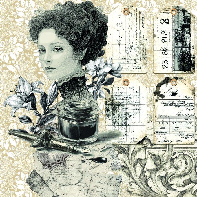 Deluxe paper & vellum, Ciao Bella, Typographic,  format 15x15cm environ - 6 feuilles