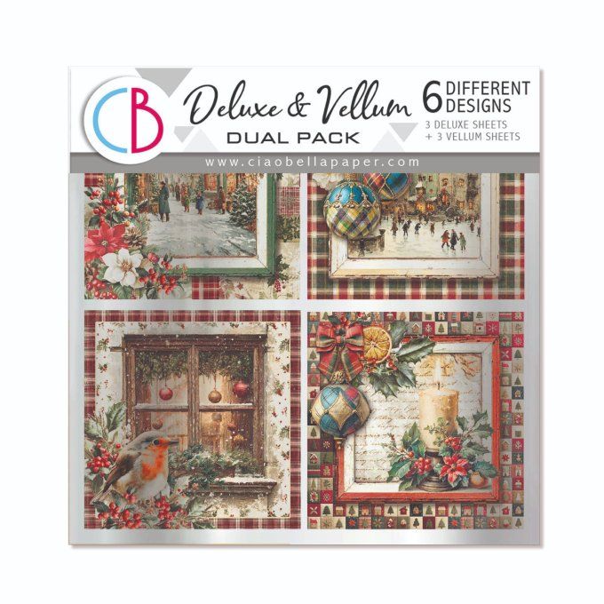 Deluxe paper silver & vellum, Ciao Bella, Merry & Bright,  format 15x15cm environ - 6 feuilles