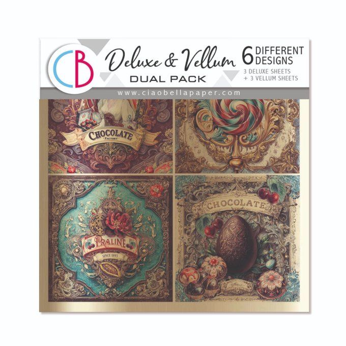 Deluxe paper & vellum, Ciao Bella, The chocolate factory,  format 15x15cm environ - 6 feuilles