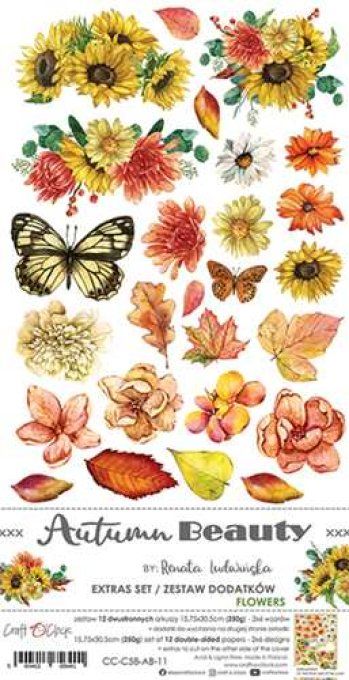 Ensemble de 12 feuilles, 15x30cm, collection : Autumn beauty - Craft O Clock - 250g