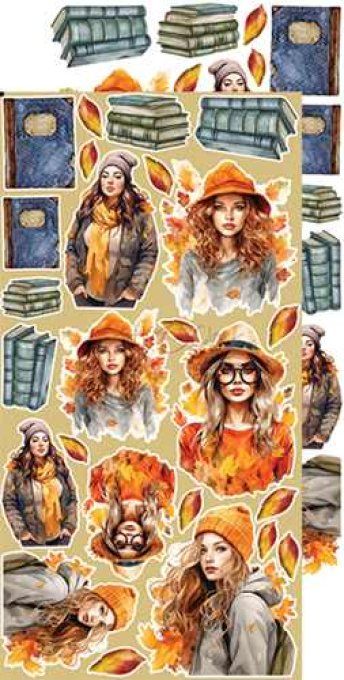 Ensemble de 12 feuilles, 15x30cm, collection : Autumn beauty - Craft O Clock - 250g - Women