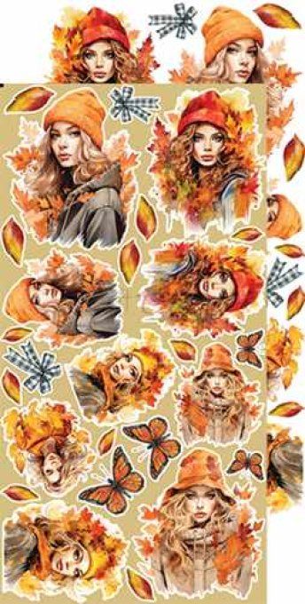 Ensemble de 12 feuilles, 15x30cm, collection : Autumn beauty - Craft O Clock - 250g - Women