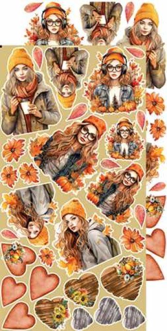 Ensemble de 12 feuilles, 15x30cm, collection : Autumn beauty - Craft O Clock - 250g - Women