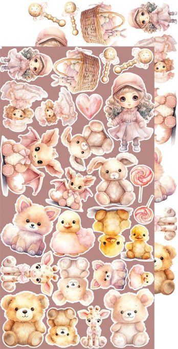 Ensemble de 18 feuilles, 15x30cm, collection : Girl & Curl - Craft O Clock, 250g